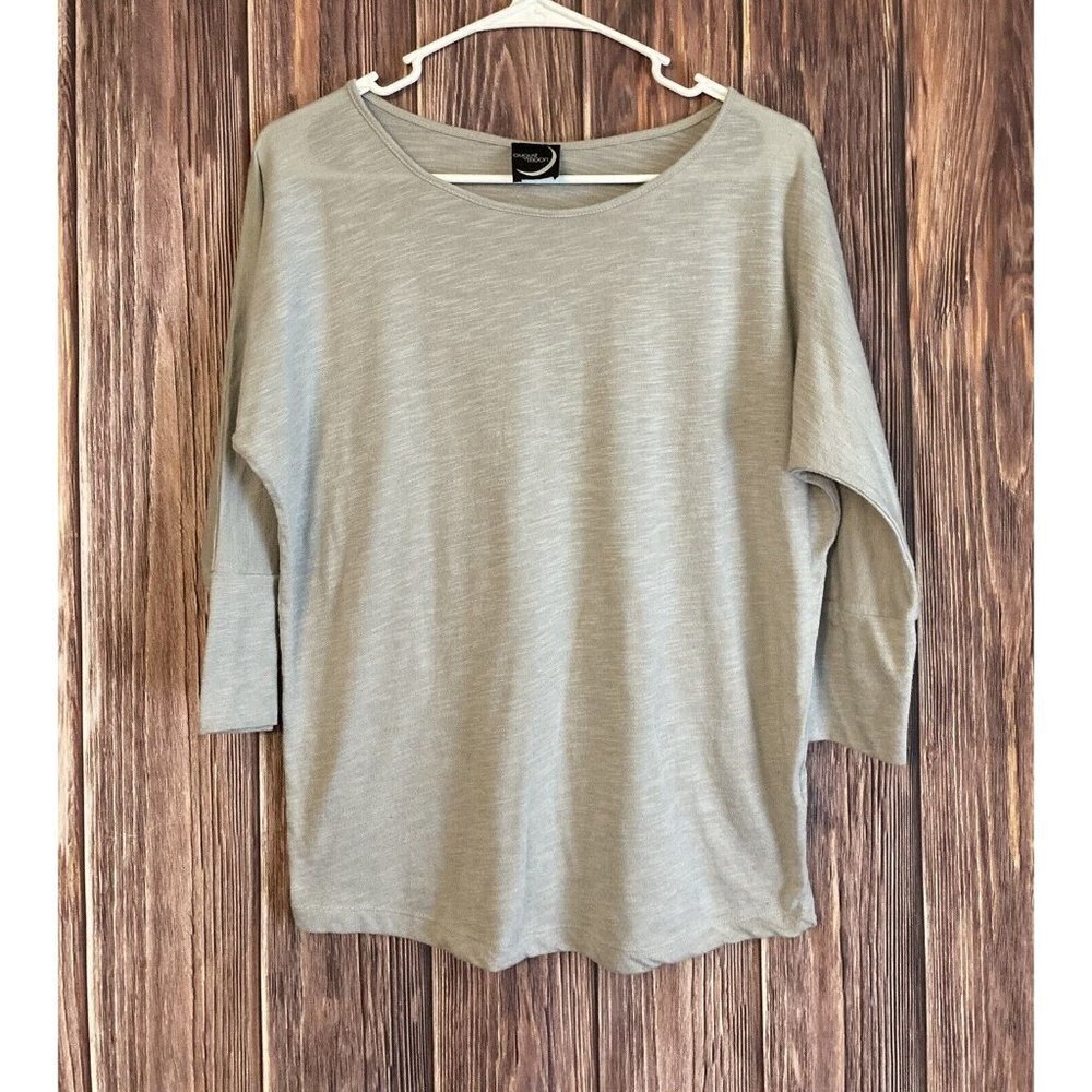 𝅺AUGUST Moon Women’s Large Gray 3/4 Sleeve Top